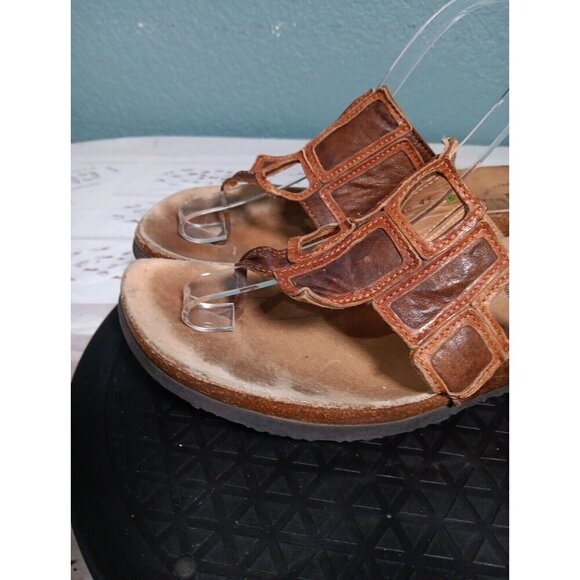 THINK Julia Womens Size 41 Thong Sandals Mosaic Geometric Slides Corkbed Leather - Picture 7 of 13